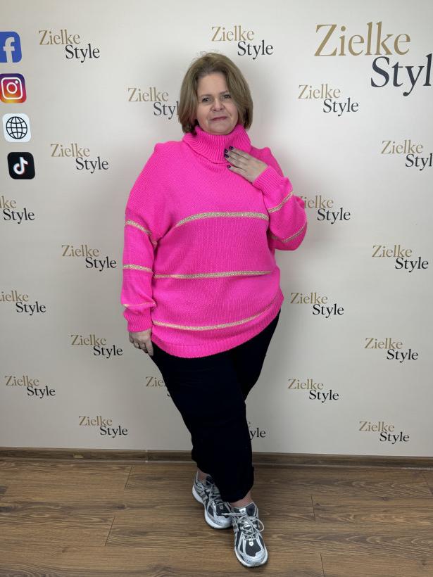 Italia nr 6 - Tunika/Golf ze złotym pasem - A105 - róż