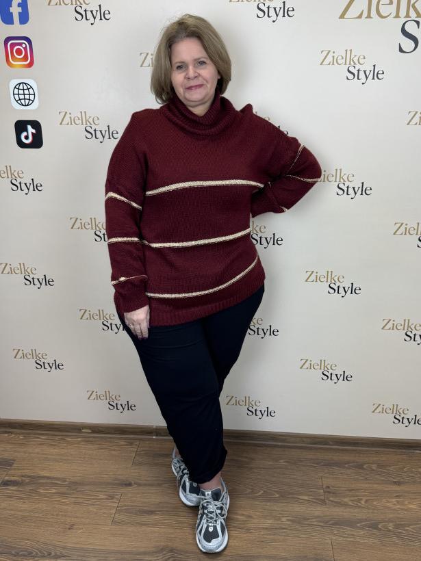 Italia nr 6 - Tunika/Golf ze złotym pasem - A105 - bordo