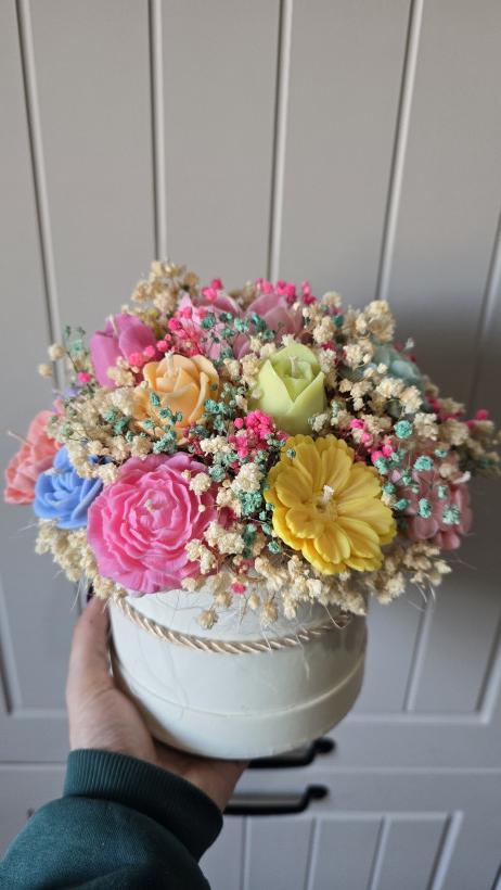 Box flowerbox Świece sojowe urodziny prezent