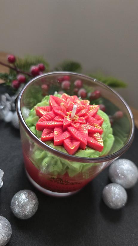 Świeczka gwiazda + zielony krem