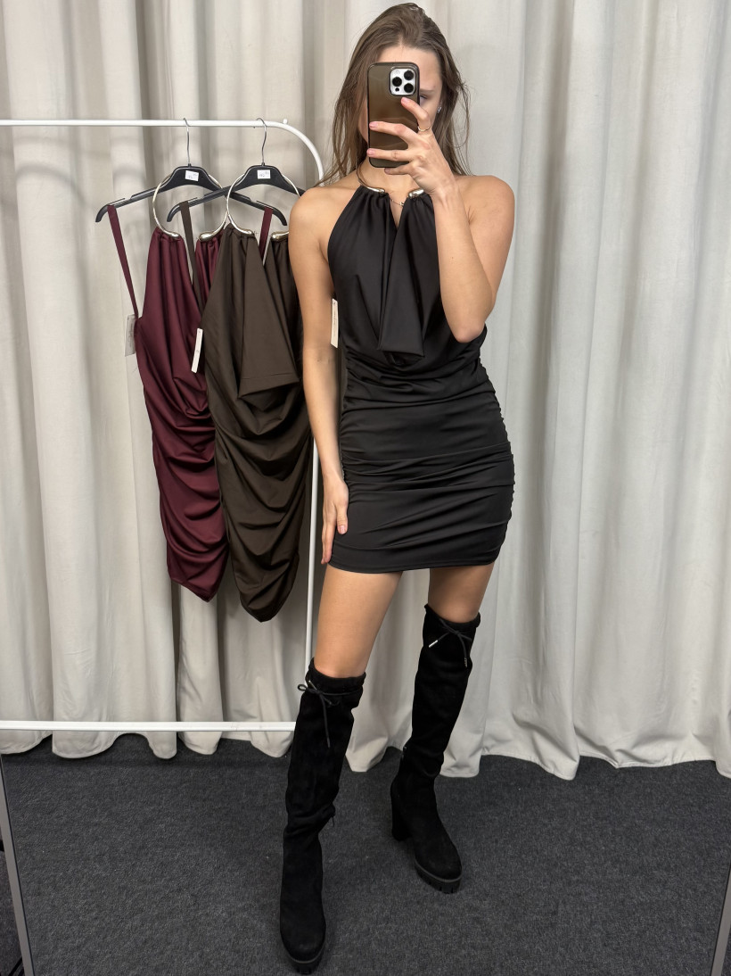 Sukienka marszczona ze złotym kołem 