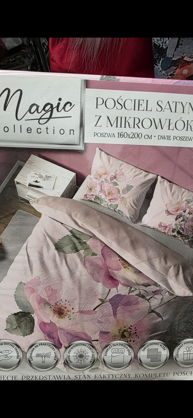 Pościel 160x200 2x 70x80 różowe kwiaty