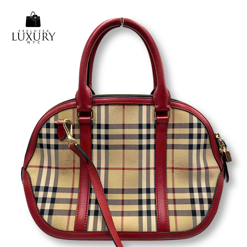 BURBERRY Handbag in Two-Tone Nylon with Shoulder Strap, Padlock, Key, and Clochette