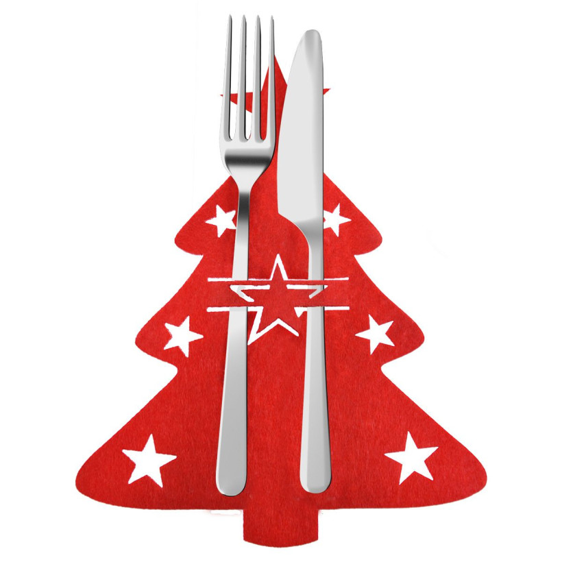Etui na sztućce 4 szt  – choinka-czerwona