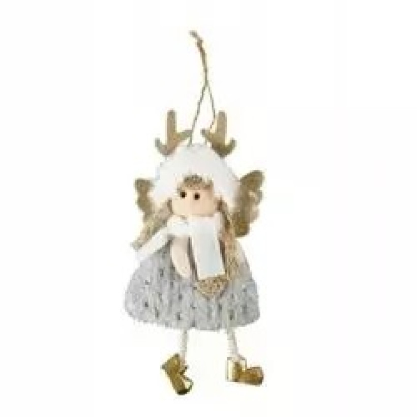 Aniołek z futerkiem zawieszka- szary