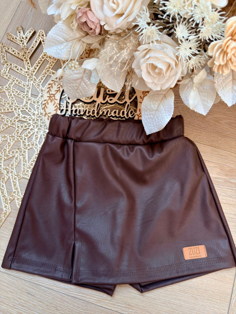 SPÓDNICO-SPODENKI CZEKOLADOWE EKO-SKÓRKA ZUZI