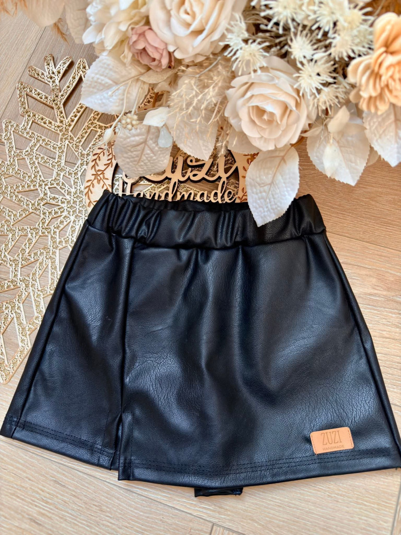 SPÓDNICO-SPODENKI CZARNE EKO-SKÓRKA ZUZI