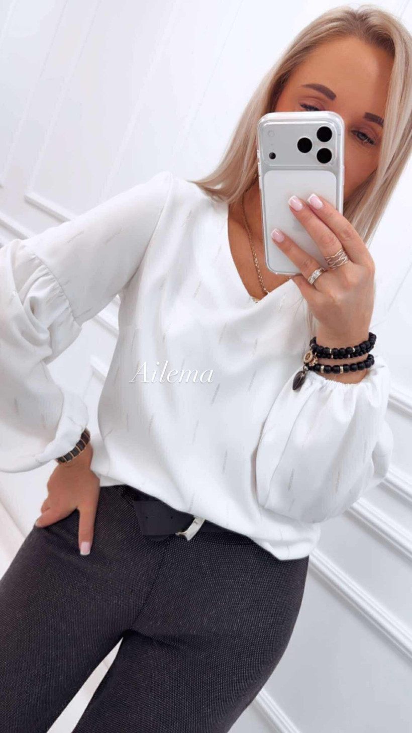 Koszula Madex Ailema kk1309 biała w złote wzory 