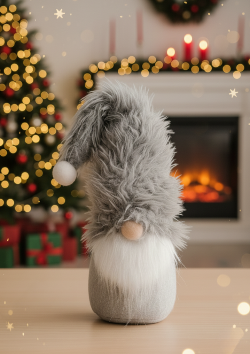 Dekoracyjny skrzat 47cm szary 