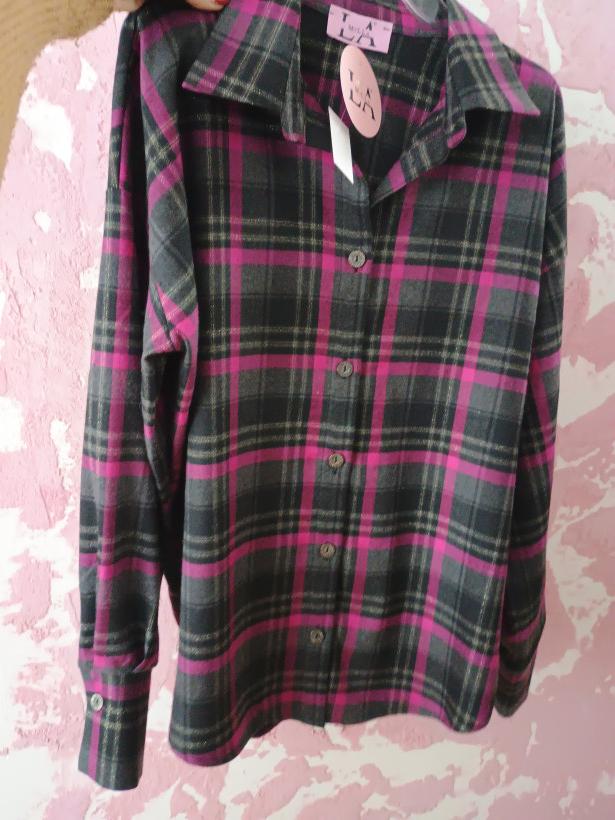 Koszula La Milla czarna z różem w kratę