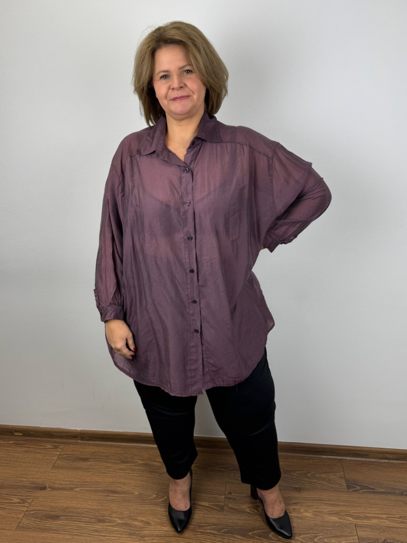 Italia nr 6 - Koszula jednokolorowa - 10897 - fiolet/oberżyna