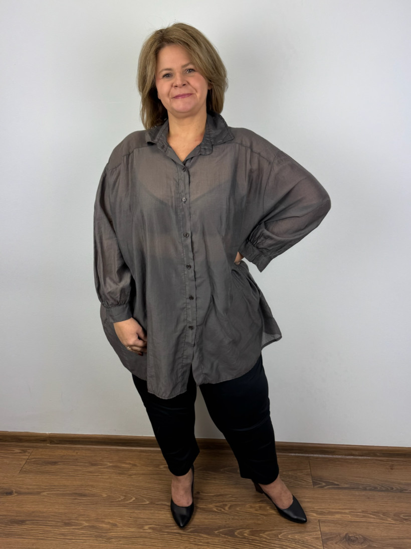 Italia nr 6 - Koszula jednokolorowa - 10897 - czekoladowy