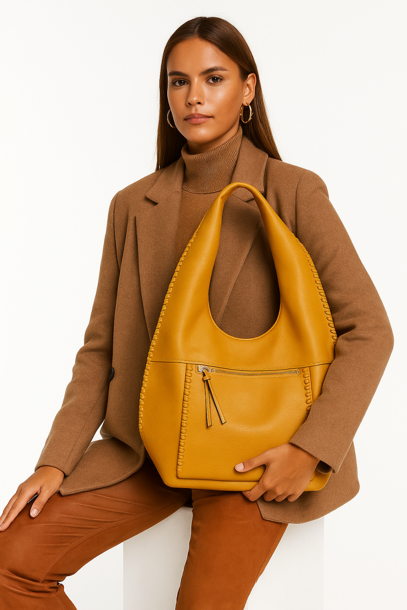 TOREBKA SHOPPER MIODOWA PRZEPLATANE BOKI