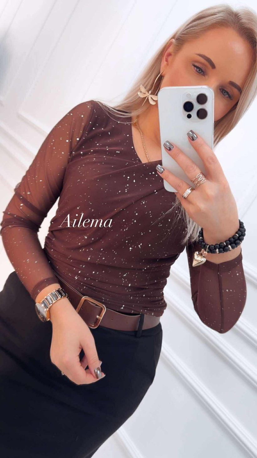 Body siatka kk1333 z błyszczącymi kryształkami