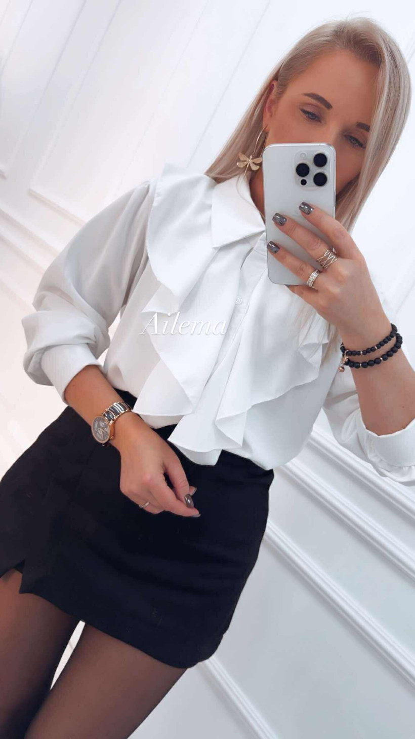 Koszula gładka kk1334 z żabotami