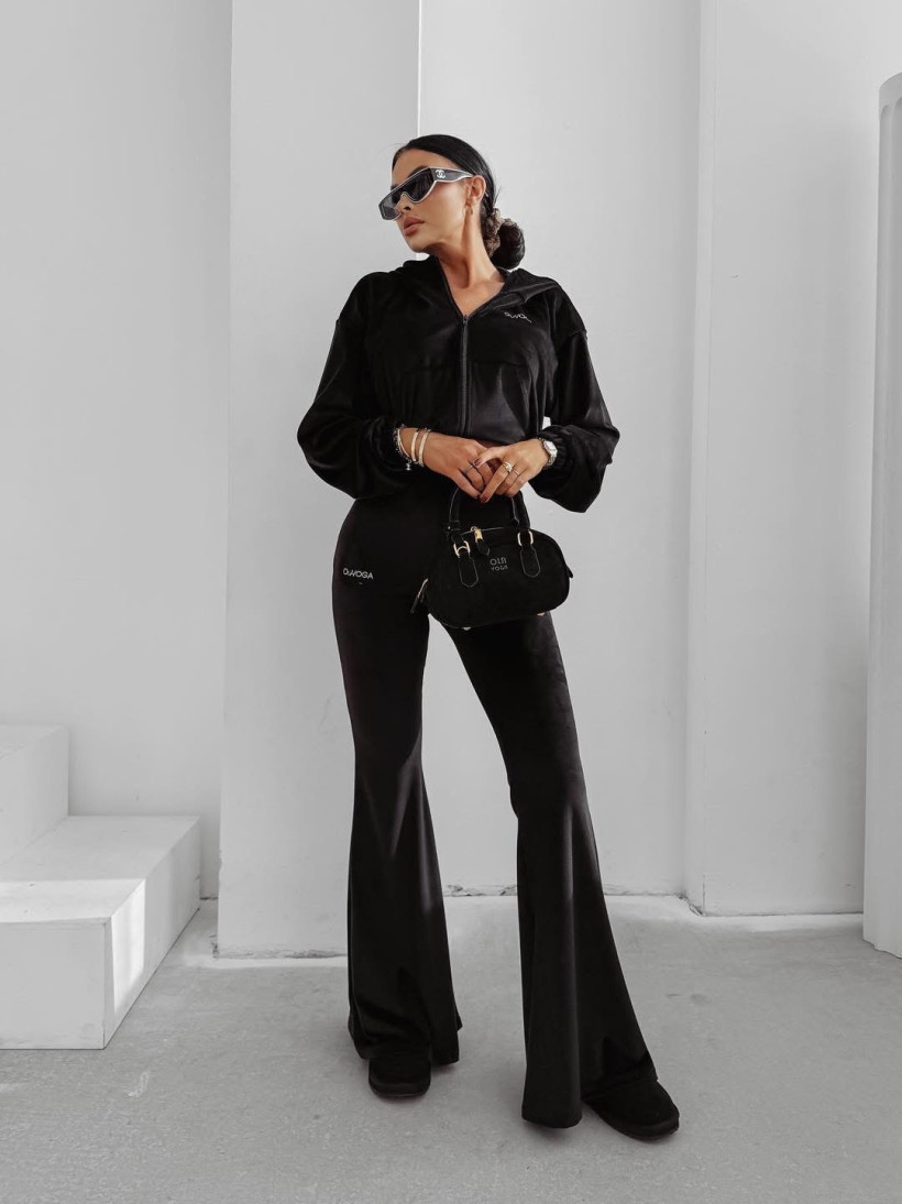 komplet VELVET WOOD czarny