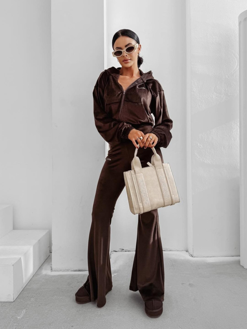 komplet VELVET WOOD brąz