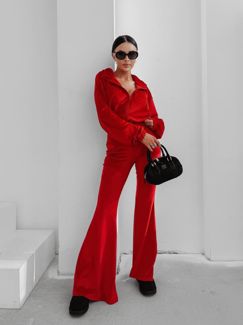 komplet VELVET WOOD czerwony