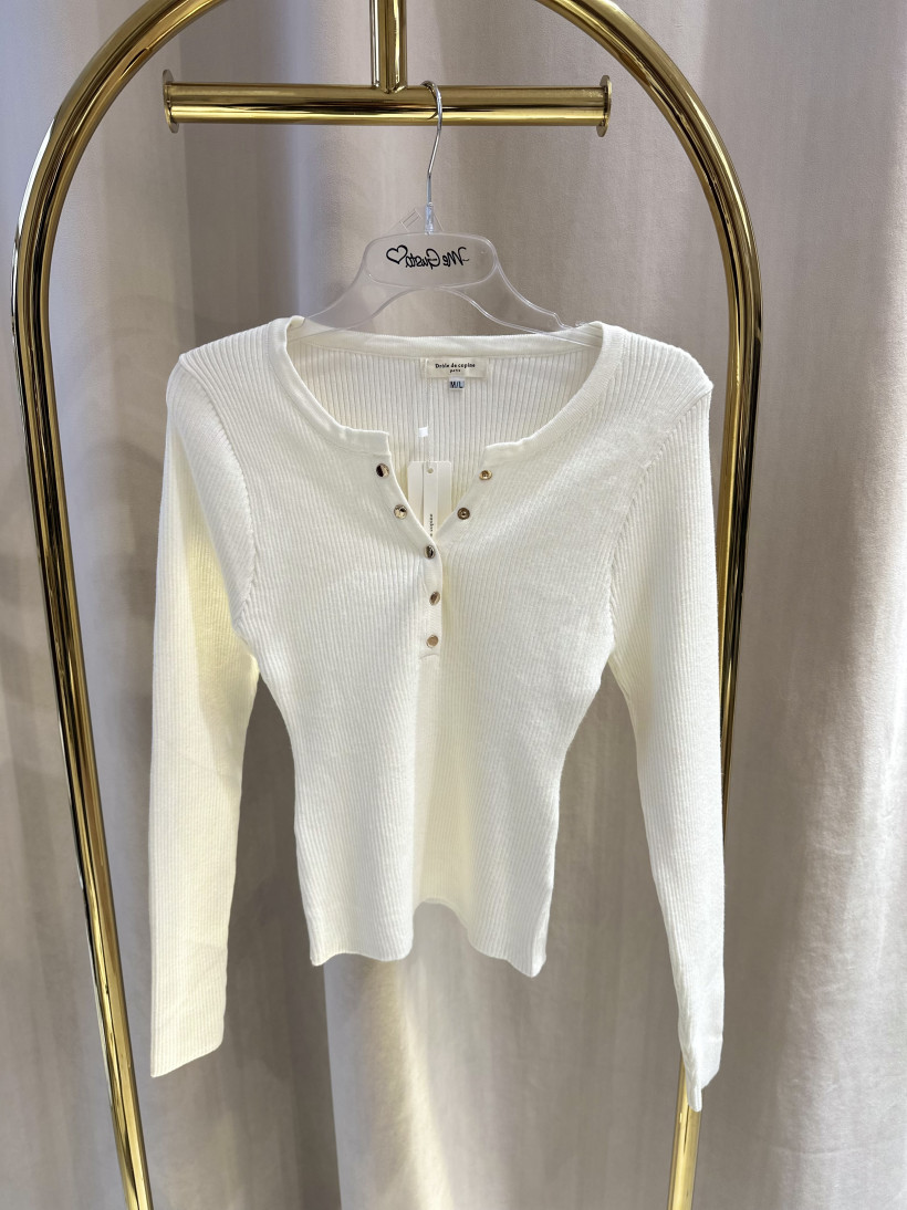 PARIS BLUZKA PRĄŻEK ŚMIETANA GUZIKI