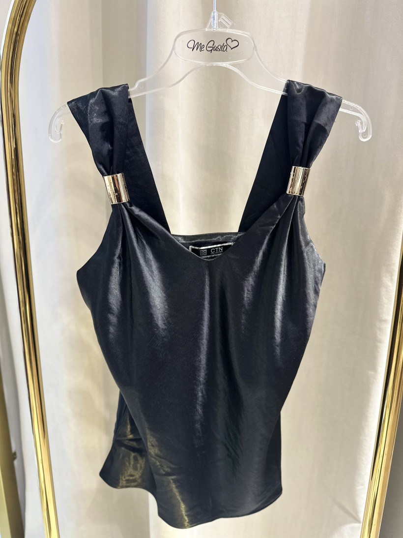 CTN TOP SATYNA CZARNA