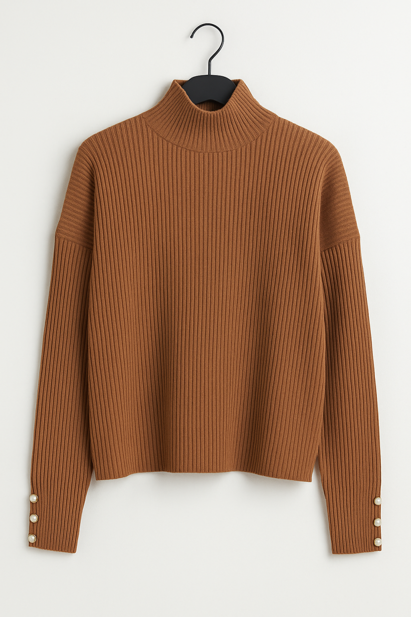 Sweter półgolf brąz 1579