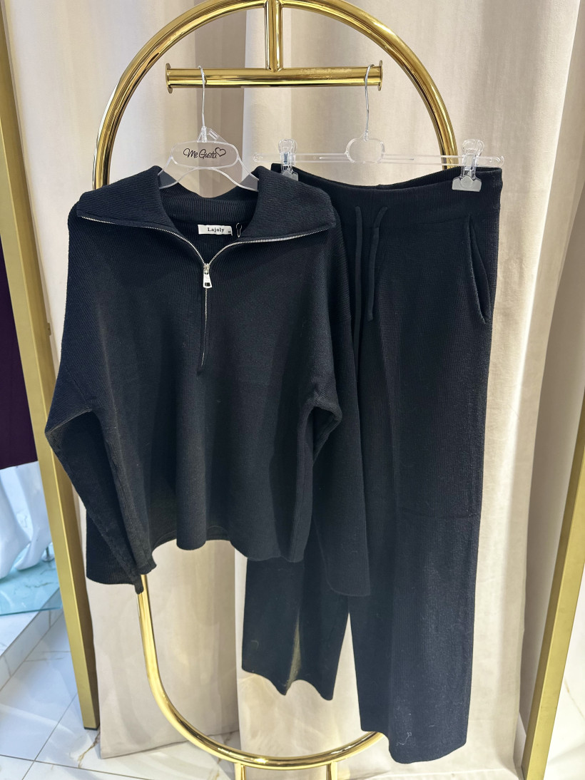 LAJOLY KOMPLET DZIANINA ZAMEK CZERŃ