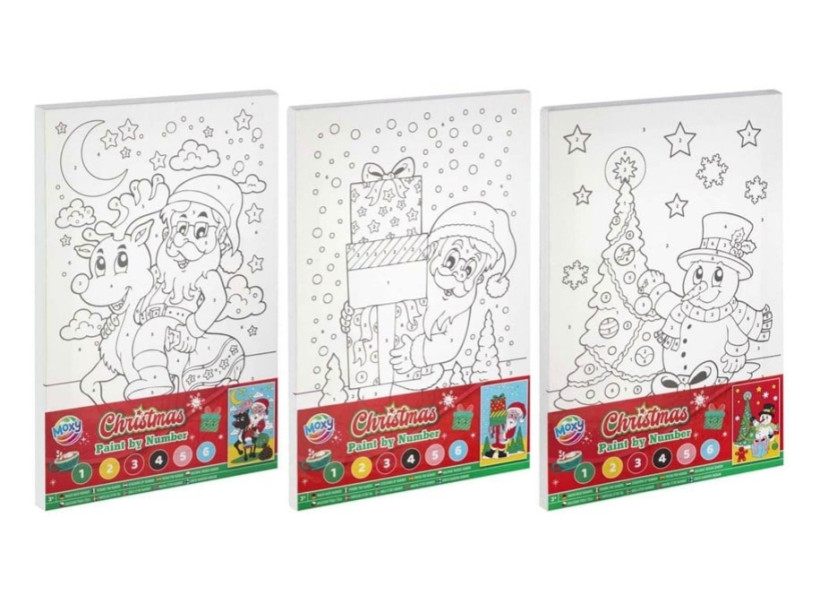 malowanie po numerach na płótnie A4- motyw świąteczny 