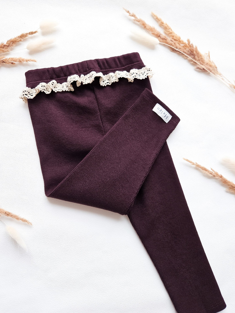 LEGINSY PRĄŻEK CZEKOLADA Z KORONKOWĄ BASKINKĄ HELEN