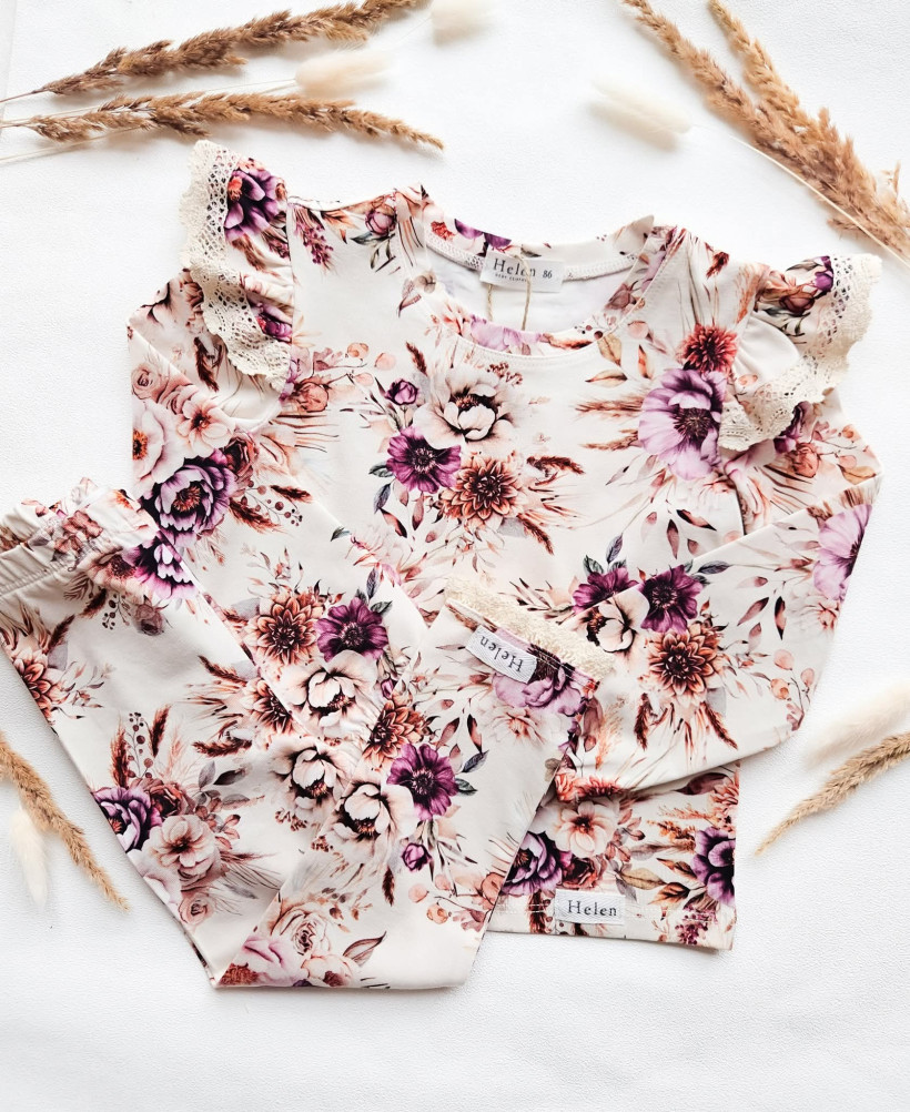 LEGINSY Z KORONKĄ AMARANTOWE KŁOSY HELEN