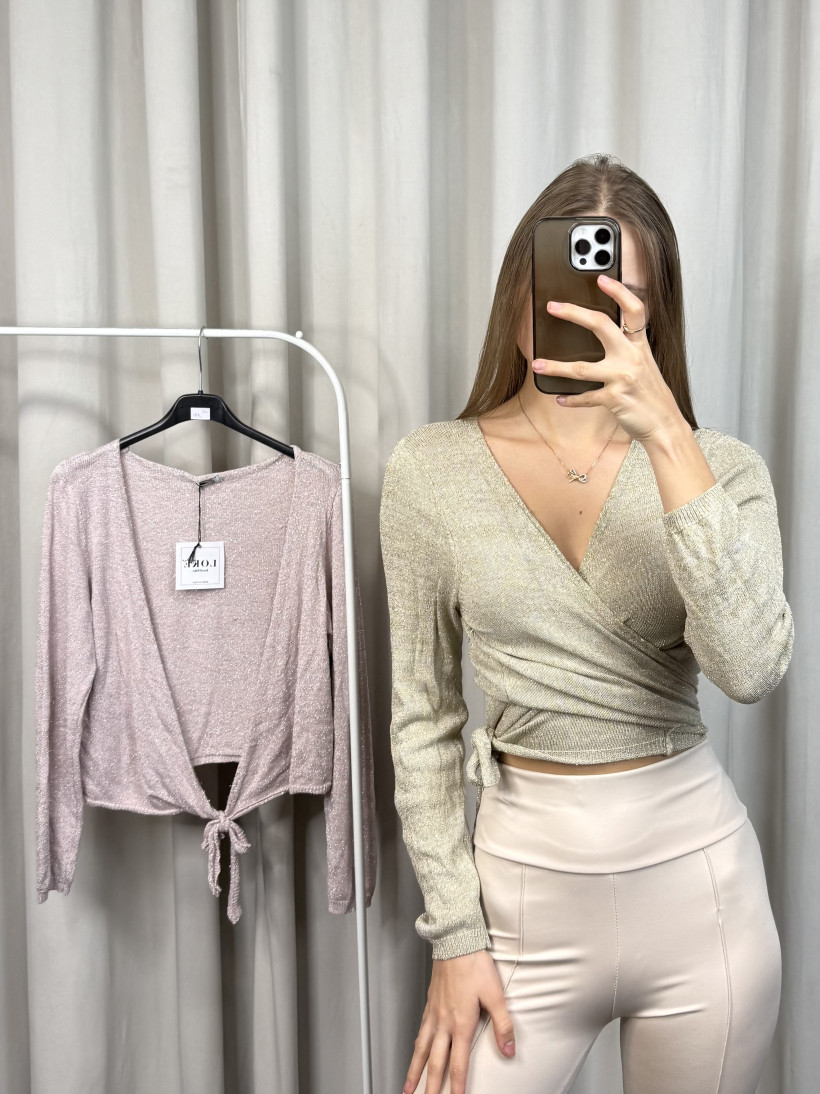 Bluzeczka błyszcząca wiązana 