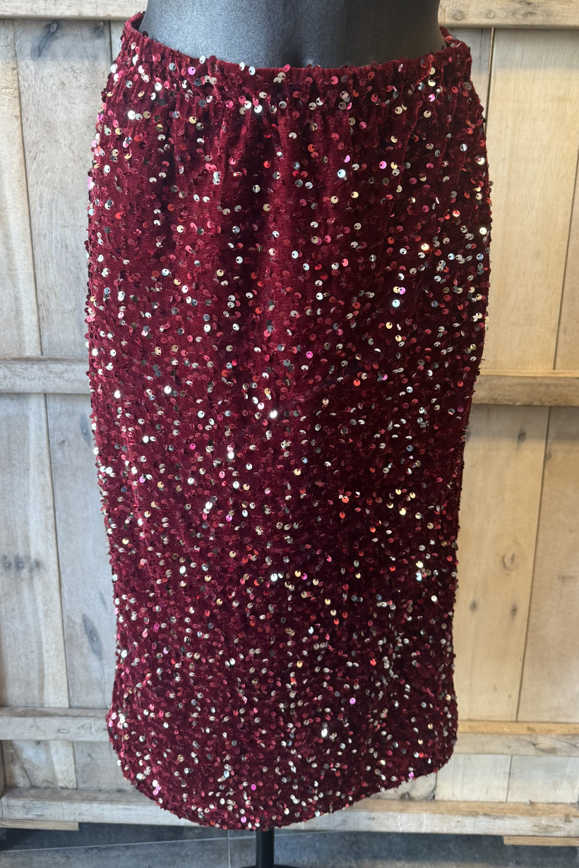 Jupe strass rouge