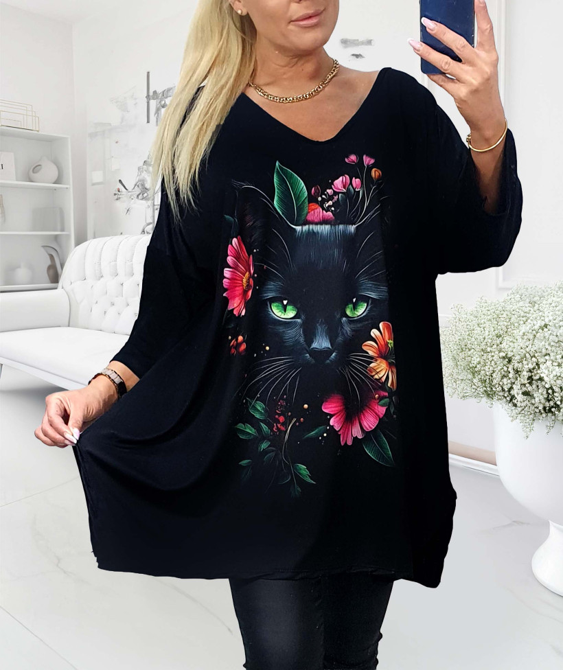 Tunika Plus Size BILLI FLOWER CAT