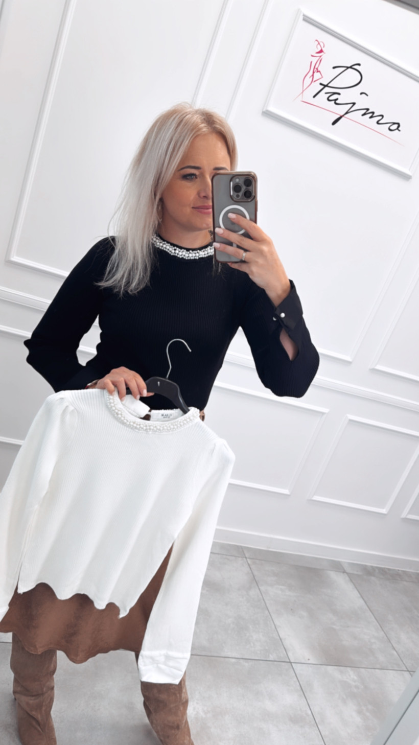 Bluzka sweterkowa prążek perełki 13994