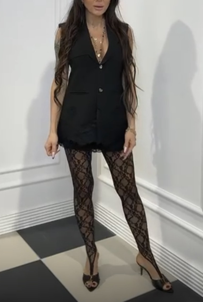 GETRY SZPILKA PALUSZEK KORONKA CZARNY LADY DRAMA