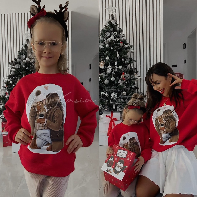 Bluza Bawełniana Lara KIDS Mama&Córka Czerwona REALIZACJA 5 DNI ROBOCZYCH