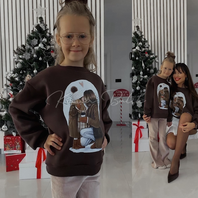 Bluza Bawełniana Lara KIDS Mama&Córka Czekoladowa REALIZACJA 5 DNI ROBOCZYCH
