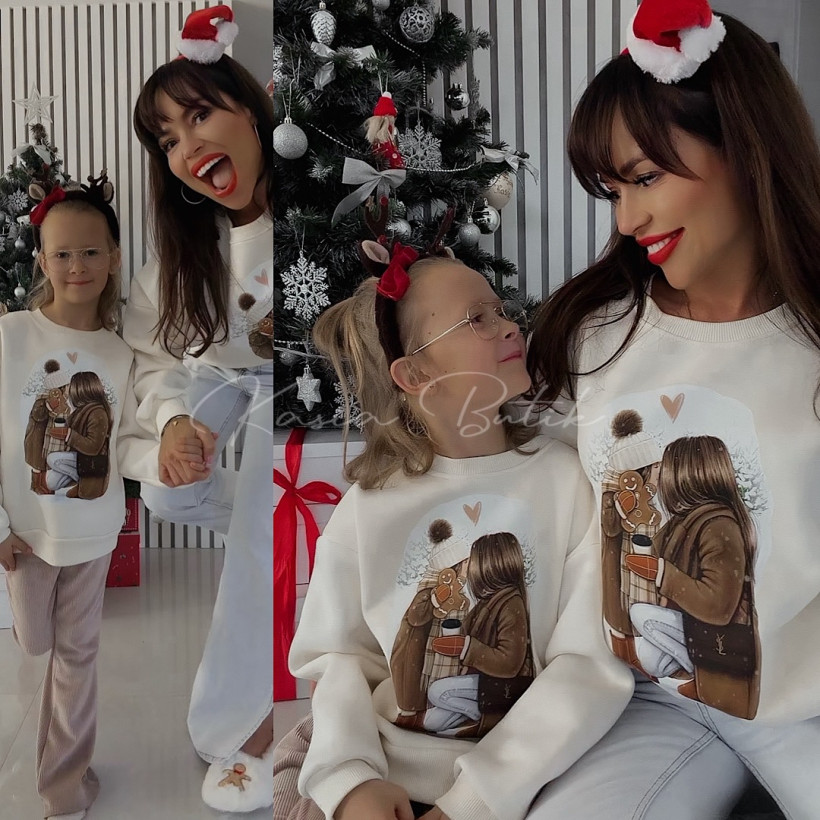 Bluza Bawełniana Lara KIDS Mama&Córka Śmietankowa REALIZACJA 5 DNI ROBOCZYCH