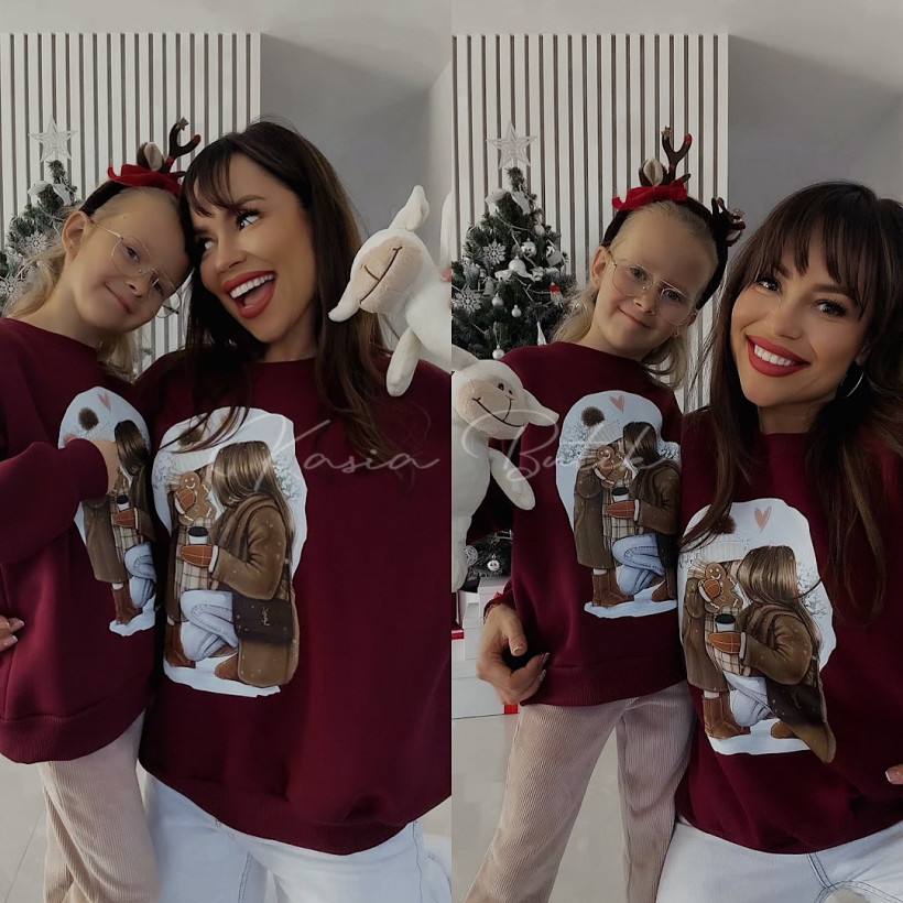 Bluza Bawełniana Lara Mama&Córka Bordowa
