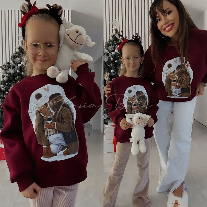 Bluza Bawełniana Lara KIDS Mama&Córka Bordowa REALIZACJA 5 DNI ROBOCZYCH