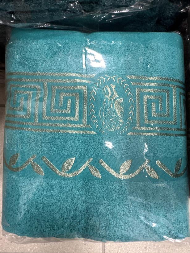 Ręcznik złoty wyszywany wzór 70/140 - 13622 - turkus