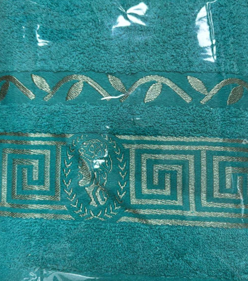 Ręcznik złoty wyszywany wzór 50/100 - 13618 - turkus