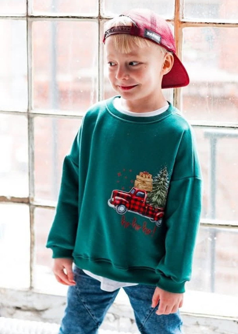 BLUZA ZIELONA ŚWIĄTECZNE AUTO MAM TEN LUZ