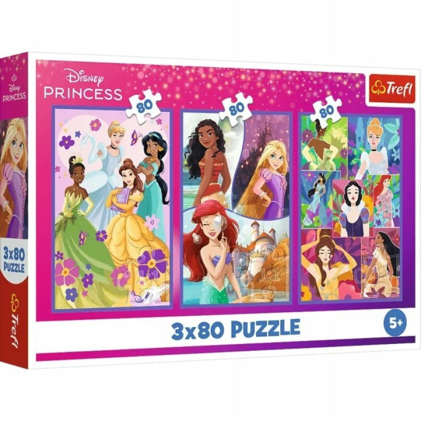 PUZZLE TREFL 3X80 34884 DISNEY PRINCESS