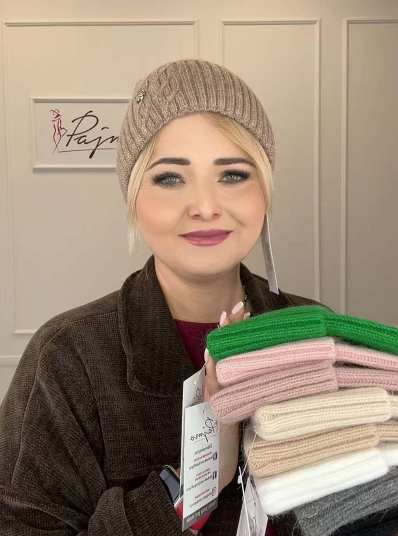 Czapka warkocz prążek 13816