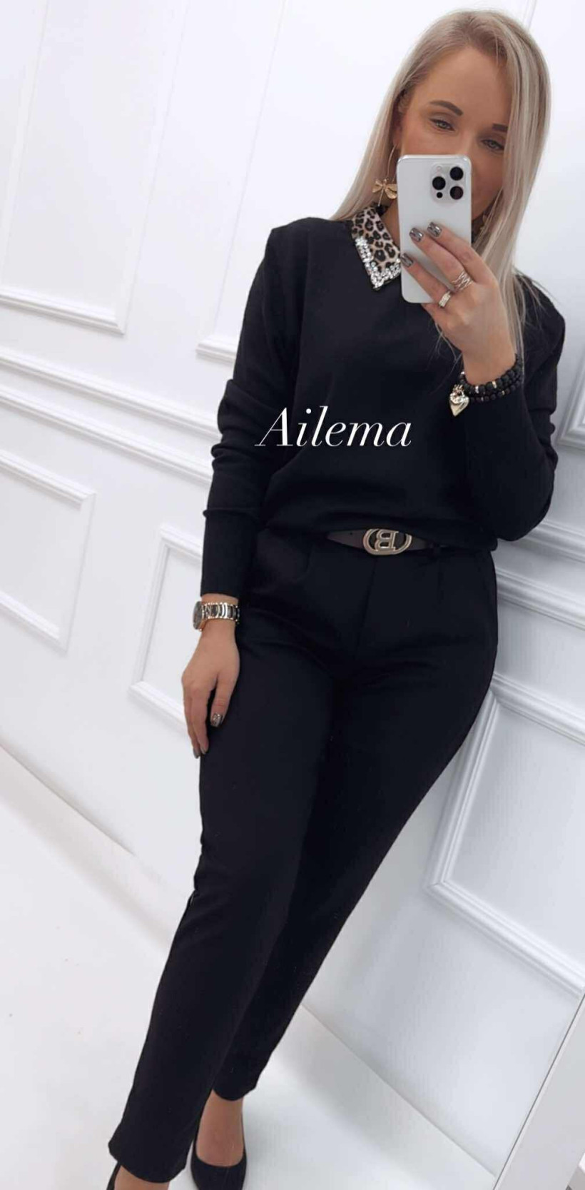 Spodnie punto kk1359 z czekoladowym paskiem