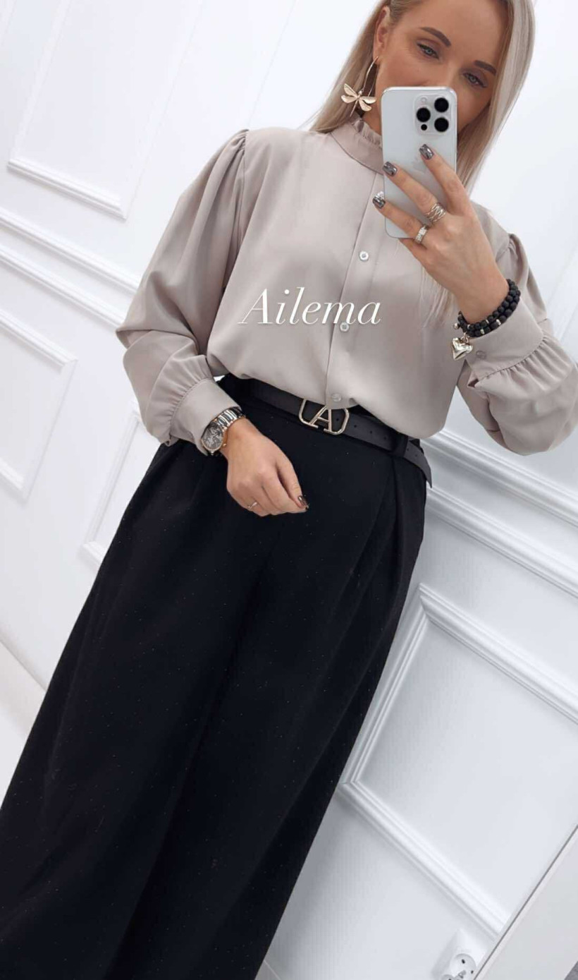 Spodnie z szeroką nogawką kk1364 zdobione cyrkonami po długości