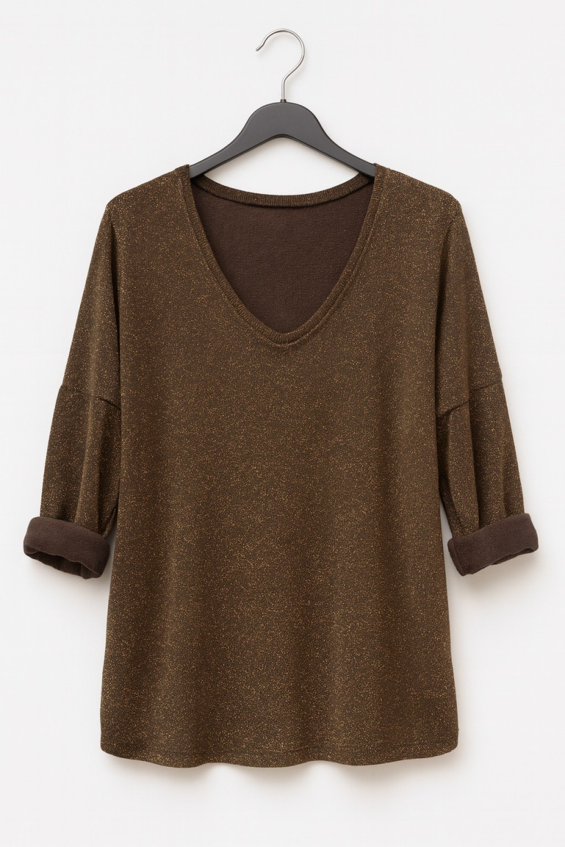 Bluzka lurex brązowa