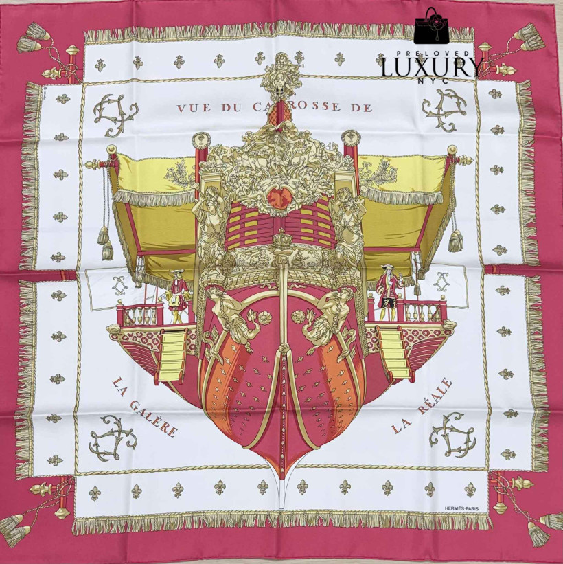 HERMES Carré 90/Vue Du Carosse De La Galere La Reale/Silk