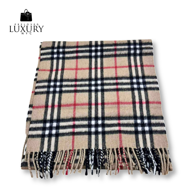 BURBERRY Nova Check Cashmere Scarf Brown