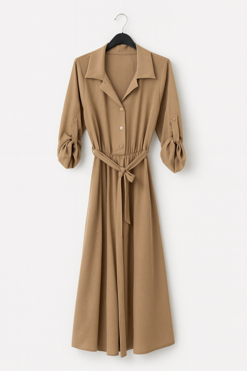 Sukienka guziki beżowa